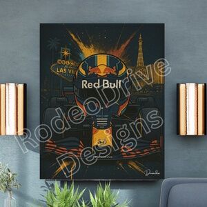 Red Bull Racing F1 Las Vegas Helmet Art Print 16x20 in Formula 1 Art